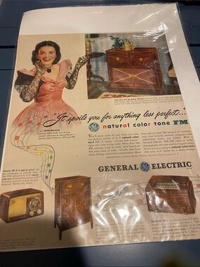 General Electric Vintage Style Home Art Print in Pink and Brown